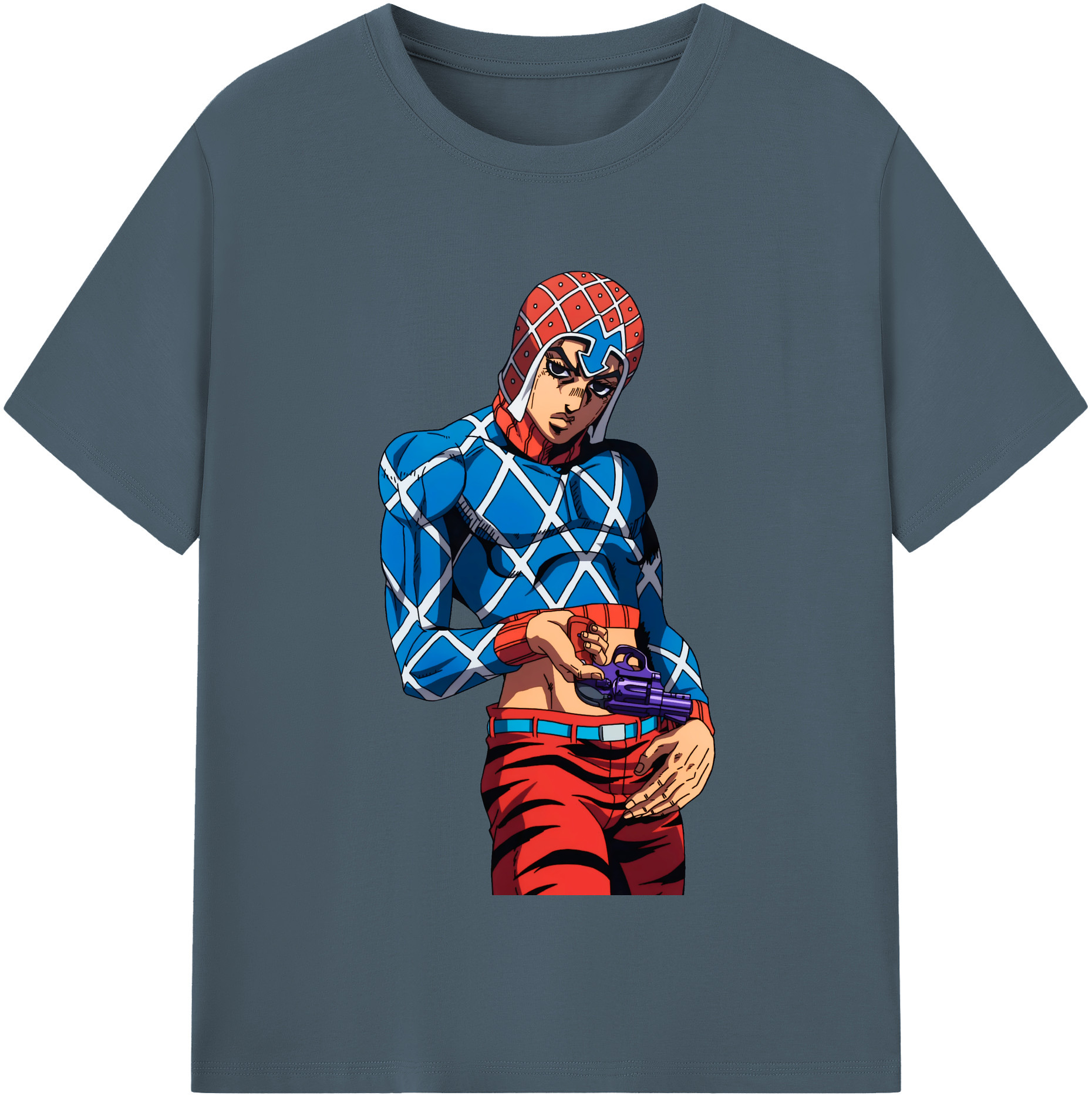 （画像用） ジョジョの奇妙な冒険 グイード?ミスタ JoJo's Bizarre Adventure Guido Mista 綿100％半袖Tシャツ（フロントプリント）